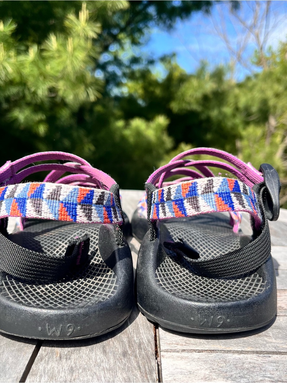 Chaco ZX/2 Hiking Sandal Wmns 9 Toe Loop Purple Geometric Outdoor Walking Shoe - Picture 5 of 11